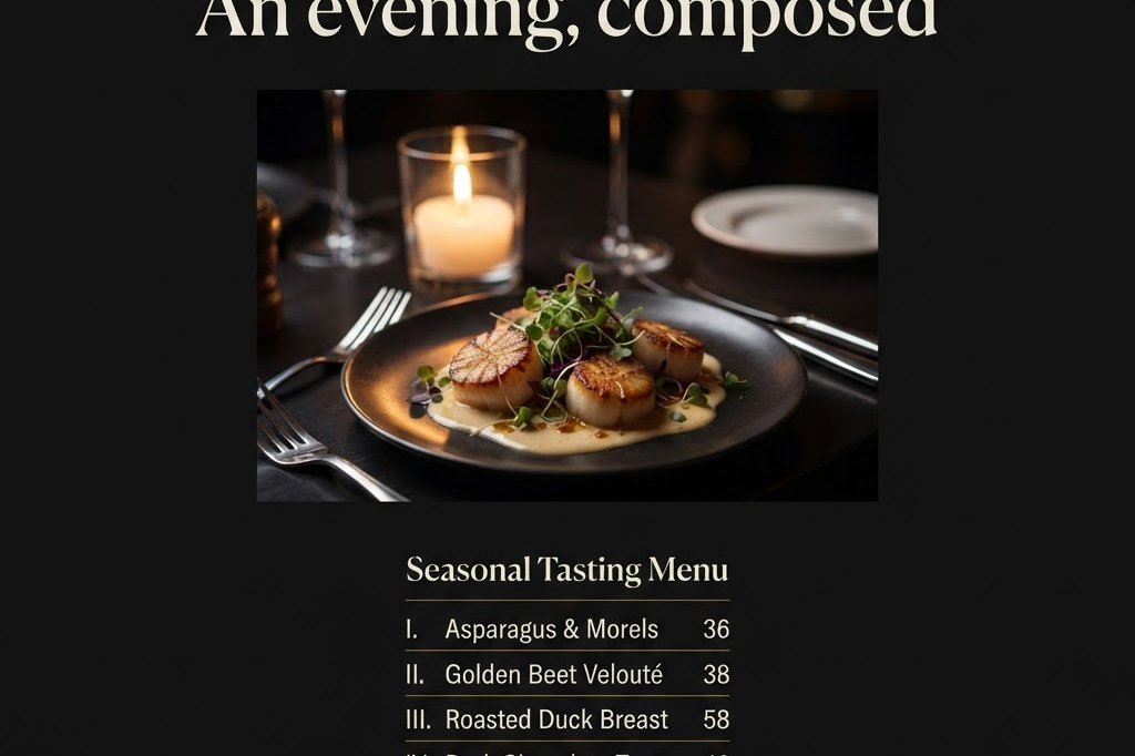Marigold & Rye, a concept website for a fine-dining restaurant