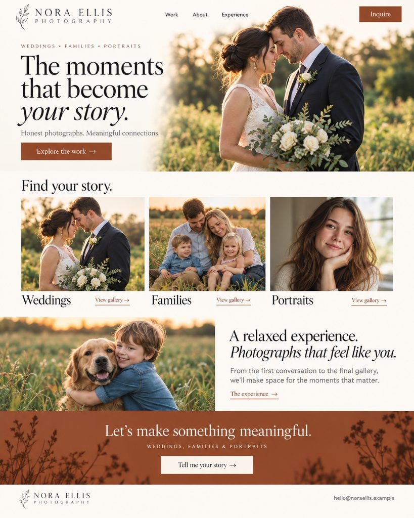 Nora Ellis Photography redesigned concept